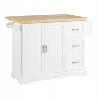 Sobuy кухонный остров мобильный белый барный стол шкаф с полками FKW41-WN