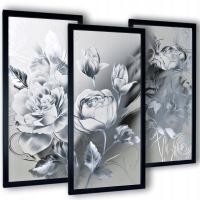 Современные картины для гостиной под серебряными розами