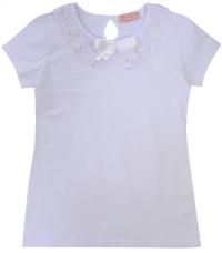 Блузка элегантная с коротким рукавом белая YW 128 H307A