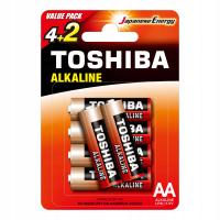 6x Baterie Alkaliczne TOSHIBA PALUSZKI LR6 AA
