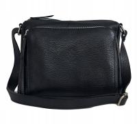 Duża listonoszka Florence 3 komory włoska skóra Czarna