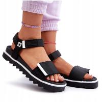 ЖЕНСКИЕ БОСОНОЖКИ НА ЛИПУЧКЕ НА ПЛАТФОРМЕ BIG STAR NN274778 ЧЕРНЫЙ