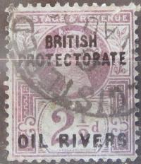 Oil Rivers kolonia brytyjska stary znaczek z nadrukiem (6/11