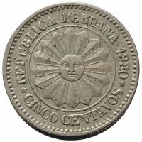 44686. Peru - 5 centavo - 1880r. (podgięta)