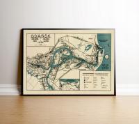 Старый план порт Гданьск Danzig der Hafen 1939r 120x90cm