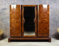 STYLOWA SZAFA ART DECO + LUSTRO PO RENOWACJI DREWNO ORZECH DOSTAW MONTAŻ