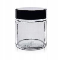 Słoik szklany bezbarwny 30ml z nakrętką czarną x5