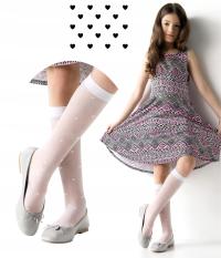 Гольфы женские белые с узором в виде сердечек Moraj