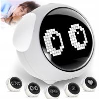 ZEGAR BUDZIK DLA DZIECI PODŚWIETLANY LAMPKA NOCNA LED Z TEMPERATURA I EMOJI