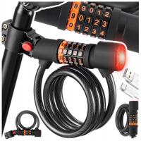 ZAPIĘCIE DO ROWERU NA ROWER LINKA BLOKADA ROWEROWA 120cm SZYFR + lampka tył