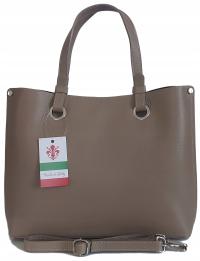 Duża pojemna torba XXL Vera Pelle wygodna na ramię Włoska skórzana Beżowa