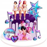 Wydruk CUKROWY masa cukrowa HUNTRIX KPOP DEMON HUNTERS SAJA tekst ZESTAW