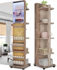 Obrotowa szafka z lustrem na biżuterię kosmetyki toaletka poświetlenie