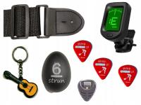 Tuner Stroik Gitary Gitarowy Zgrabny + Pasek Jajko Brelok 3 Kostki -Gratisy