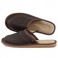 Мужские тапочки из натуральной кожи, тапочки с подкладкой, темно-коричневый TYLBUT 40-46