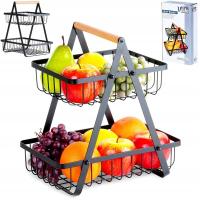 Двухуровневая корзина для фруктов, овощей, металлическая черная корзина для хранения
