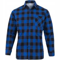 KOSZULA FLANELOWA ROBOCZA BAWEŁNIANA W KRATĘ NIEBIESKA PRODUKCJA POLSKA S