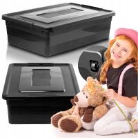 POJEMNIK PLASTIKOWY PUDEŁKO PLASTIKOWE Z POKRYWKĄ NA KÓŁKACH BOX CZARNY 28L