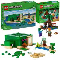 LEGO Minecraft 21254 Domek na Plaży Żółwi + Przygoda na mokradłach 21240