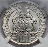 8934. 100 złotych 1966 Mieszko i Dąbrówka - NGC MS64