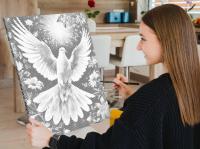 Kropkowanie Dotting Painting Gołąb Kwiaty Niebo Ptak Religijny 40x50cm