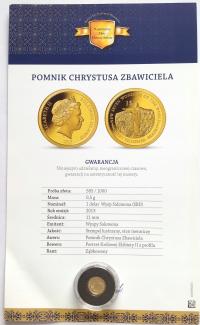 Wyspy Salomona 1 dolar 2013 Pomnik Chrystusa waga 0.5 gr złoto 0.585 UNC
