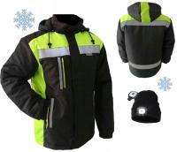 KURTKA ROBOCZA ZIMOWA ODBLASKOWA WODOODPORNA OCIEPLANA + CZAPKA