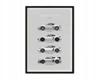 Plakat Porsche Cayman Ewolucja 40cm x 50cm - Bez Ramy