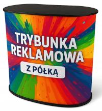 Trybunka Reklamowa Lada Promocyjna DUŻA z PÓŁKĄ i WYDRUKIEM LAMINOWANYM