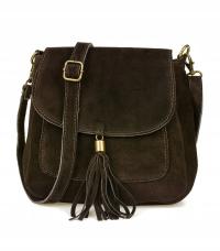 Torebka skórzana Damska Zamszowa Listonoszka retro mała przewieszka skóra