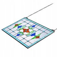 Panel Witrażowy 66,4x40,2CM Prostokątna Wisząca Z Łańcuchem I Hakiem