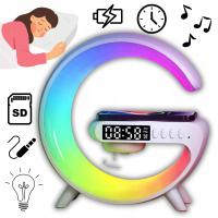 Lampka LED GAMINGOWA RGB Głośnik Ładowarka INDUKCYJNA Zegar Budzik Głośnik
