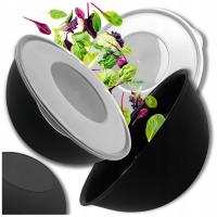 MISKA PLASTIKOWA DUŻA KUCHENNA Z POKRYWKĄ Na SAŁATKĘ PRZEKĄSKI 3L CZARNA