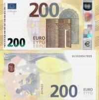 Włochy 2019 - 200 euro - Pick 25s UNC Signature - Draghi Prefix SE