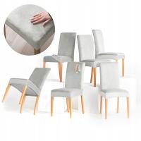 RESTILO Pokrowce na krzesła 6szt welurowe welwet uniwersalne Szary