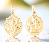 Medalik Matka Boża i Serce Jezusa szkaplerz złoty kolor stal chirurgiczna