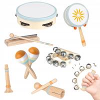 DZIECIĘCE DREWNIANE INSTRUMENTY MUZYCZNE ZESTAW DLA DZIECI MONTESSORI