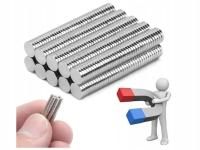 MAGNES NEODYMOWY SILNY WALCOWY 2x1 N42 100 SZTUK OKRĄGŁY BARDZO MOCNY