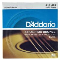 Струны для акустической гитары D'Addario Ej16 Phosphor Bronze 12-53
