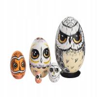 Urocza 5-częściowa Matrioszka Sowa na Wielkanocne Uroczystości