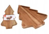 Patera w kształcie Choinki z drewna akacji 28,5x20 cm Talerz Świąteczny