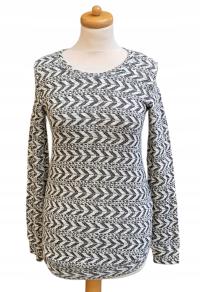 Sweter Ciążowy H&M Mama XS 34 Wzory Czarny Biały Ciąża