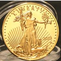 USA, 50 dolarów 2023 , American Gold Eagle ,1 Uncja złota , pozłacana kopia