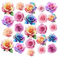 Вафельные цветы вафельные розы цветочки красочные омбре для торта 25 шт