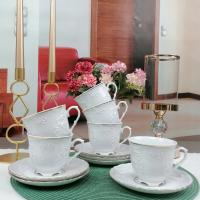 ĆMIELÓW ROCOCO 3604 KOMPLET SERWIS KAWOWY 12 EL NA 6 OSÓB ZŁOTA LINIA