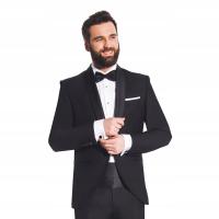 Czarny smoking męski slim - Garnitur smokingowy Tuxedo 176 / 104 / 90 - szy