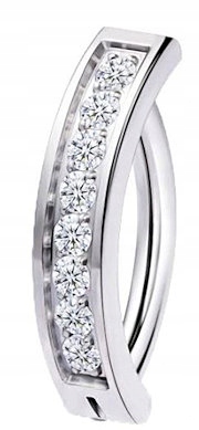 Серебряное кольцо для пупка с кристаллами P97