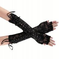 Rękawiczki gotyckie długie, wiązanie, Halloween, Cosplay DARK QUEEN Czarne