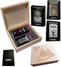 ZESTAW ZIPPO 200 ZAPALNICZKA + PUDEŁKO + BENZYNA+ KAMIENIE + DOWOLNY GRAWER