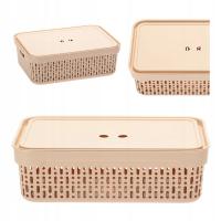 KOSZYK ORGANIZER pudełko 40x30 cm do szuflady w łazience beżowy z pokrywką
